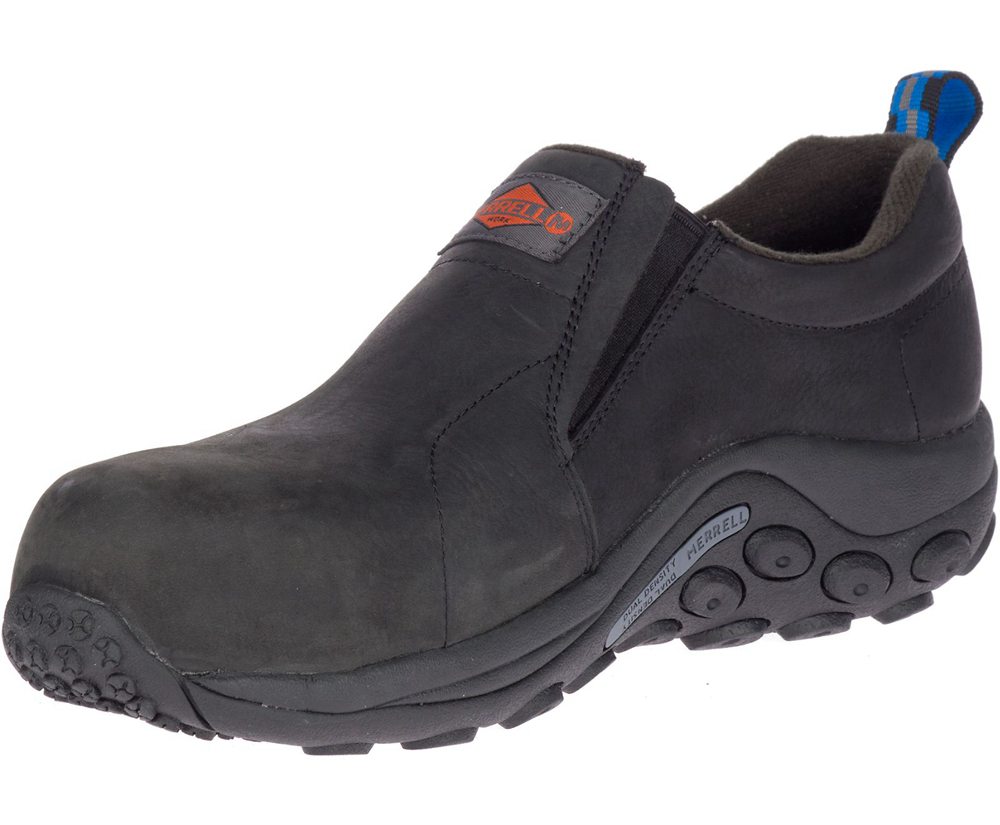 Zapatos De Seguridad Hombre - Merrell Jungle Moc Cuero Comp Toe Wide Width - Negras - FCDQ-72648